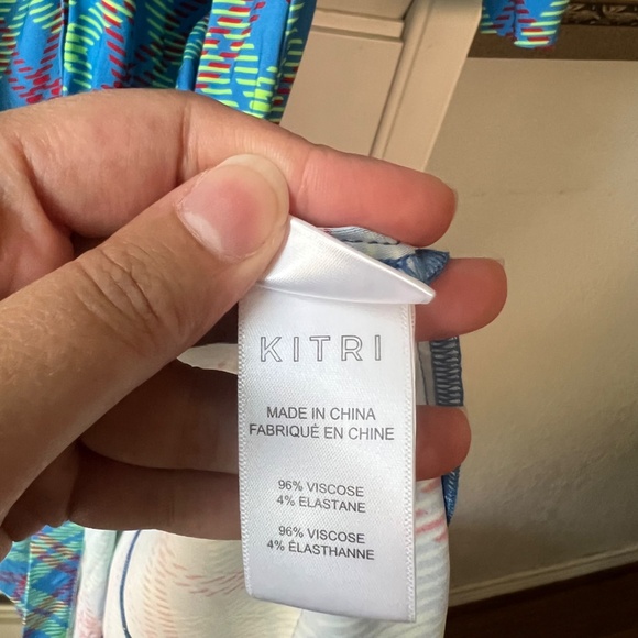 KITRI Lennox Blue Check Ruched Shirt Dress - Size Small - Picture 10 of 14